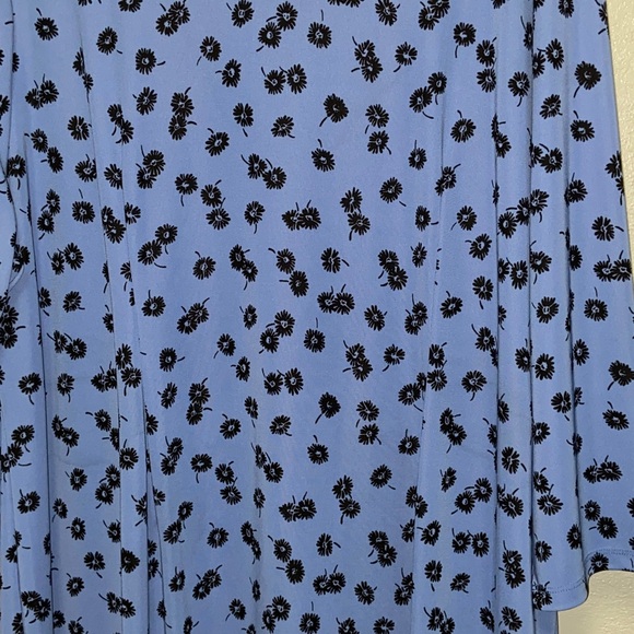 Talbots Plus Size Blue Floral Faux Fit and Flare Wrap Dress 3617 - Picture 6 of 9